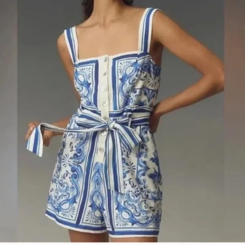 Farm Rio Blue Tiles romper - Picture 3 of 5